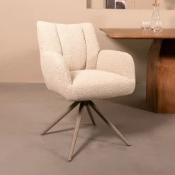 LABEL51 Eetkamerstoelen Bouclé / Teddy|Draaibare Eetkamerstoelen|Draaibare Eetkamerstoel Padua Bouclé