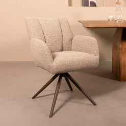 LABEL51 Eetkamerstoelen Bouclé / Teddy|Draaibare Eetkamerstoelen|Draaibare Eetkamerstoel Padua Bouclé