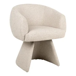 Richmond Interiors Beige Eetkamerstoelen|Eetkamerstoelen Bouclé / Teddy|Draaibare Eetkamerstoel Quiriro Bouclé, kleur Crème Cru00e8me