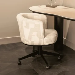 Richmond Interiors Bureaustoelen|Beige Eetkamerstoelen|Draaibare Eetkamerstoel Rochenne Op wielen, kleur Beige