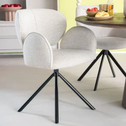 Eleonora Beige Eetkamerstoelen|Draaibare Eetkamerstoelen|Draaibare Eetkamerstoel Rosalin