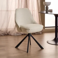 Bendt Chenille Eetkamerstoelen|Beige Eetkamerstoelen|Draaibare Eetkamerstoel Shavana Chenille