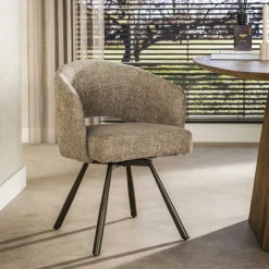 LifestyleFurn Beige Eetkamerstoelen|Eetkamerstoelen Met Armleuning|Draaibare Eetkamerstoel Shakemia Cargo stof, kleur /Bruin Zand
