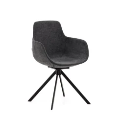 Kave Home Chenille Eetkamerstoelen|Beige Eetkamerstoelen|Draaibare Eetkamerstoel Tissiana Chenille