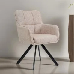 Livingfurn Beige Eetkamerstoelen|Draaibare Eetkamerstoelen|Draaibare Eetkamerstoel Tori