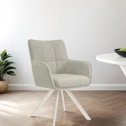 Livingfurn Beige Eetkamerstoelen|Draaibare Eetkamerstoelen|Draaibare Eetkamerstoel Tori