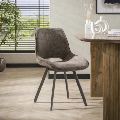 LifestyleFurn Chenille Eetkamerstoelen|Beige Eetkamerstoelen|Draaibare Eetkamerstoel Tamaine Chenille