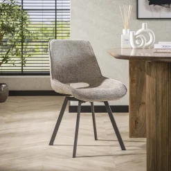 LifestyleFurn Chenille Eetkamerstoelen|Beige Eetkamerstoelen|Draaibare Eetkamerstoel Tamaine Chenille