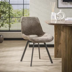 LifestyleFurn Chenille Eetkamerstoelen|Beige Eetkamerstoelen|Draaibare Eetkamerstoel Tamaine Chenille