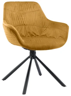 Artistiq Living Eetkamerstoelen Velvet / Fluweel|Draaibare Eetkamerstoelen|Draaibare Eetkamerstoel Tyonna Velvet Mosterdgeel