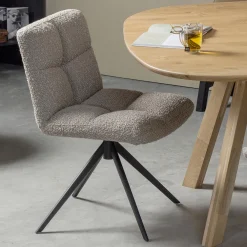 WOOOD Eetkamerstoelen Bouclé / Teddy|Draaibare Eetkamerstoelen|Draaibare Eetkamerstoel Vinny Bouclé Zand