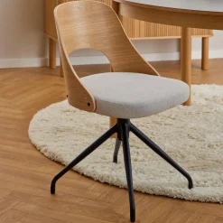 Bendt Beige Eetkamerstoelen|Draaibare Eetkamerstoelen|Draaibare Eetkamerstoel Vila Eiken, kleur Beige