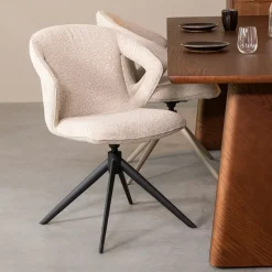 LABEL51 Eetkamerstoelen Bouclé / Teddy|Draaibare Eetkamerstoelen|Draaibare Eetkamerstoel Zurich Bouclé
