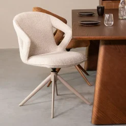 LABEL51 Eetkamerstoelen Bouclé / Teddy|Draaibare Eetkamerstoelen|Draaibare Eetkamerstoel Zurich Bouclé