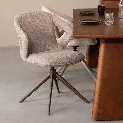 LABEL51 Eetkamerstoelen Bouclé / Teddy|Draaibare Eetkamerstoelen|Draaibare Eetkamerstoel Zurich Bouclé