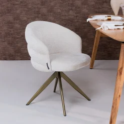 Richmond Interiors Draaibare Eetkamerstoelen|Eetkamerstoelen Met Armleuning|Draaibare Eetkamerstoel Zendaya Chenille
