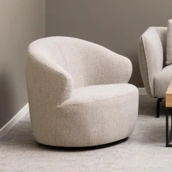 Bendt Fauteuil Stof / Textiel|Fauteuil Bouclé / Teddy|Draaibare Fauteuil Breah Bouclé, kleur Beige