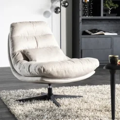 Eleonora Fauteuil Stof / Textiel|Draaibare Fauteuil Cooper Met kussen Beige