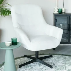 ZILT Fauteuil Stof / Textiel|Fauteuil Bouclé / Teddy|Draaibare Fauteuil Yaki Bouclé Off White