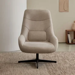Kave Home Fauteuil Stof / Textiel|Draaifauteuil Celida kleur Beige