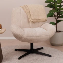 By-Boo Fauteuil Stof / Textiel|Draaifauteuil Derby Chenille