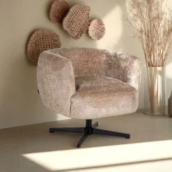 Richmond Interiors Fauteuil Stof / Textiel|Draaifauteuil Estelle Sheep, kleur Naturel