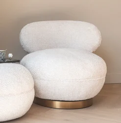 Richmond Interiors Fauteuil Stof / Textiel|Draaifauteuil Jace Chenille Cru00e8me