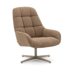 Kave Home Fauteuil Stof / Textiel|Draaifauteuil Jaspe Structuurstof, kleur Lichtbruin