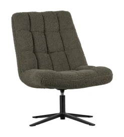 WOOOD Fauteuil Stof / Textiel|Fauteuil Bouclé / Teddy|Draaifauteuil Job Teddy, kleur Groen