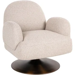 Richmond Interiors Fauteuil Stof / Textiel|Fauteuil Bouclé / Teddy|Draaifauteuil Kagney Bouclé Bisque