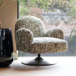 Richmond Interiors Fauteuil Stof / Textiel|Draaifauteuil Kagney Geweven stof, kleur Bruin