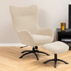 Bendt Fauteuil Stof / Textiel|Draaifauteuil Keaton met voetenbankje