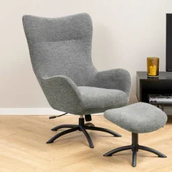 Bendt Fauteuil Stof / Textiel|Draaifauteuil Keaton met voetenbankje