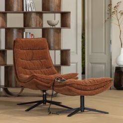 WOOOD Fauteuil Stof / Textiel|Draaifauteuil Kube Met hocker