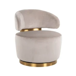 Richmond Interiors Fauteuil Stof / Textiel|Fauteuil Velvet / Fluweel|Draaifauteuil Maxime Velvet, kleur Khaki