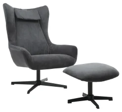 Artistiq Living Fauteuil Stof / Textiel|Draaifauteuil Mendy Met hocker, Rib