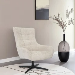 Livingfurn Fauteuil Stof / Textiel|Draaifauteuil Naomi kleur Toffee Beige