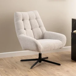 Sohome Fauteuil Stof / Textiel|Fauteuil Bouclé / Teddy|Draaifauteuil Nela Bouclé, kleur Beige