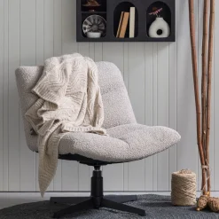 WOOOD Fauteuil Stof / Textiel|Fauteuil Bouclé / Teddy|Draaifauteuil Vinny Bouclé Zand