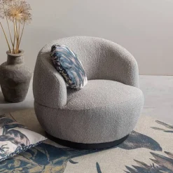 WOOOD Fauteuil Stof / Textiel|Fauteuil Bouclé / Teddy|Draaifauteuil Woolly Bouclé Naturel