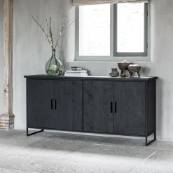 DTP Home Dressoirs|Dressoir Beam Teakhout, 190cm, kleur Zwart