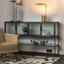 Dutchbone Dressoirs|Dressoir Boli Glas en metaal, 150cm