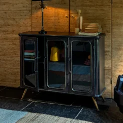 Dutchbone Dressoirs|Dressoir Denza Vintage Finish, 100cm Zwart