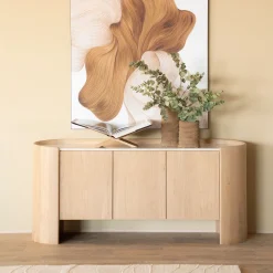 Eleonora Dressoirs|Dressoir Don Marmer en eikenhout, 165cm Bruin