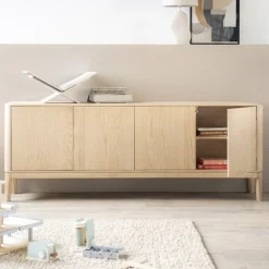 Eleonora Dressoirs|Dressoir Harvey Eikenhout, 200cm Naturel