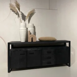 Livingfurn Dressoirs|Dressoir Norris Mangohout en staal