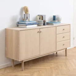 Bendt Dressoirs|Dressoir Ove Eiken whitewash, 160 x 75cm Wit