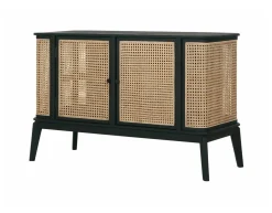 MUST Living Dressoirs|Dressoir Raffles Rotan en hout, 125 x 80cm Zwart, Naturel