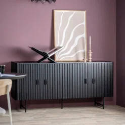 Eleonora Dressoirs|Dressoir Remi Mangohout en metaal, 170cm Zwart