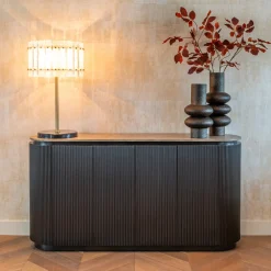 Richmond Interiors Dressoirs|Dressoir Russo Travertin en brass, 160cm Bruin